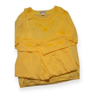 Yellow Capri Pants with Vibrant Style Top With Embroidary NWOT